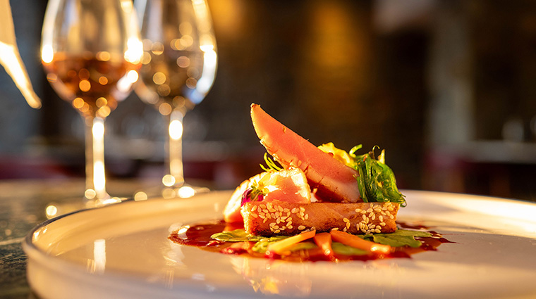 st nicolas bay resort hotel and villas minoaure fine dine plate