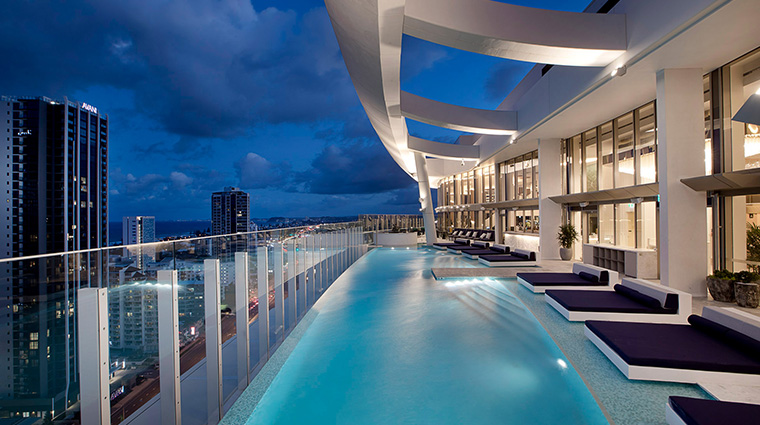 the darling at the star gold coast rooftop infinity pool evening