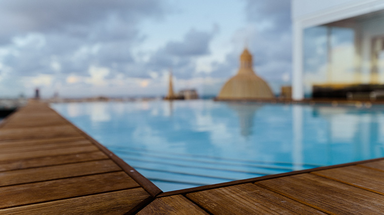 the embassy valletta hotel infinity rooftop pool angle