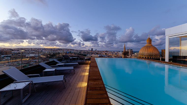 the embassy valletta hotel infinity rooftop pool view