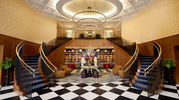 the grand lodge at nemacolin lobby stairs