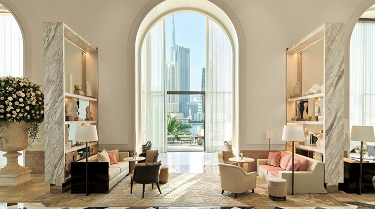 the lana dorchester collection lobby view to terrace