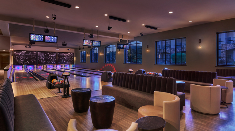 the meritage resort and spa crush lounge with bowling lanes