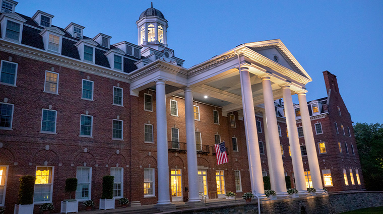 the otesaga resort hotel exterior dusk