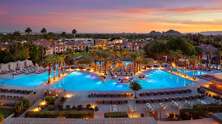 the phoenician a luxury collection resort pool dusk