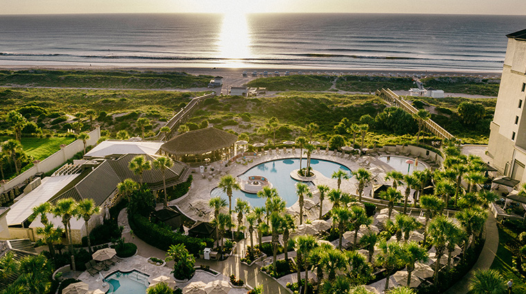 the ritz carlton amelia island pool and coquina restaurant aerial