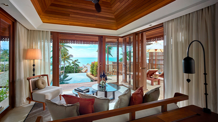 the ritz carlton koh samui ocean view pool villa living room