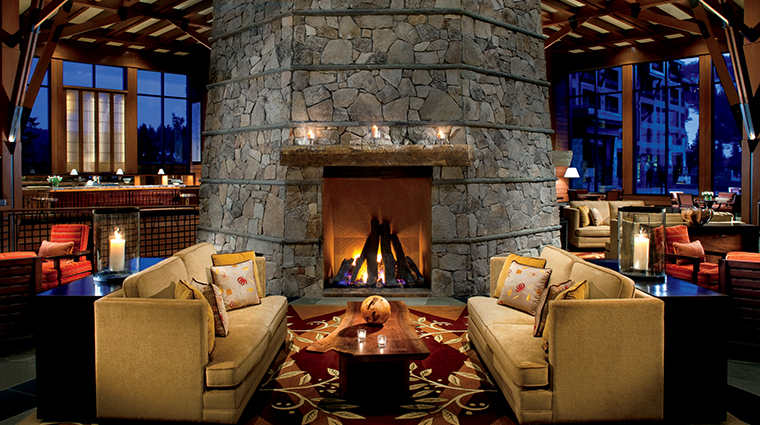 the ritz carlton lake tahoe lobby fireplace