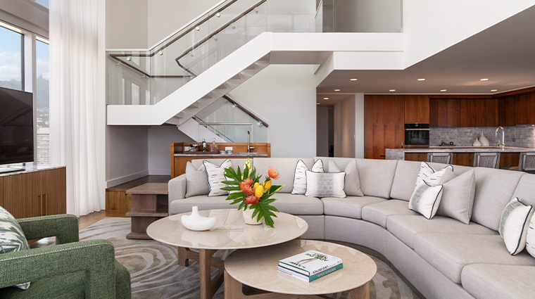 the ritz carlton residences waikiki beach guestroom living room