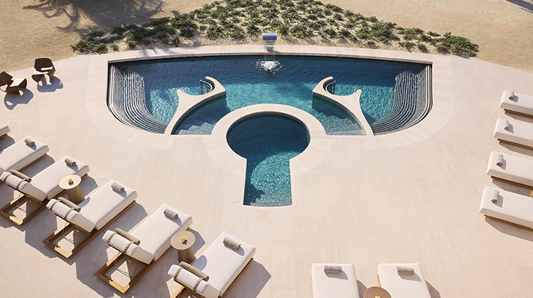 the spa shebara aerial pool deck