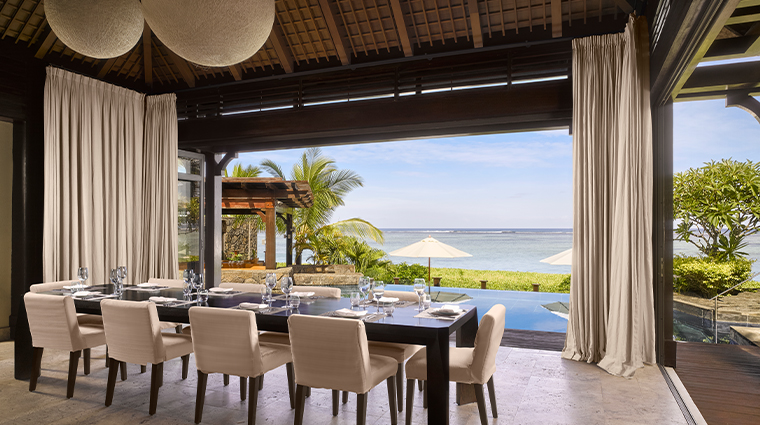jw marriott mauritius grand beachfront villa dining area1