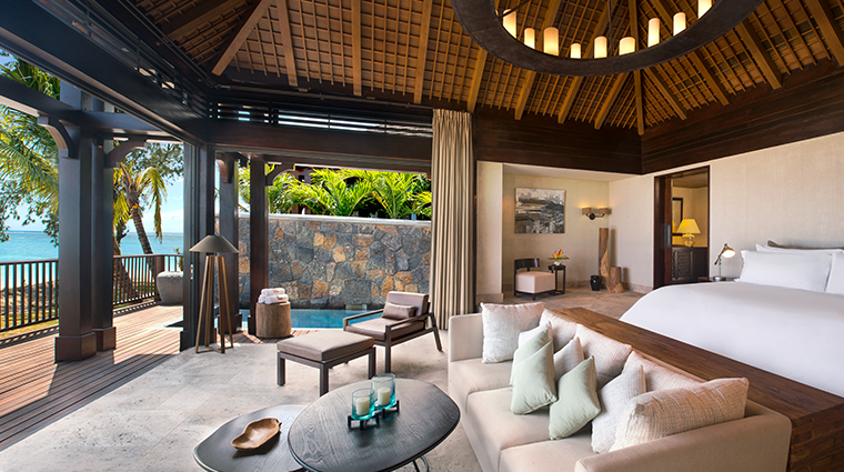 the st regis mauritius villa bedroom with view lagoon