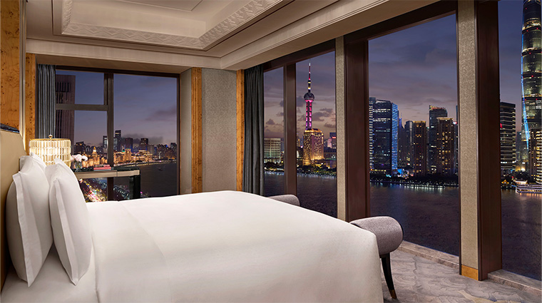 the st regis on the bund shanghai panoramic bund view room bedroom night