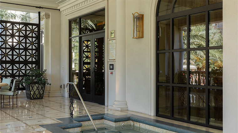the villas caesars palace villa 8886 claudius outdoor terrace fire pit seating area and jacuzzi