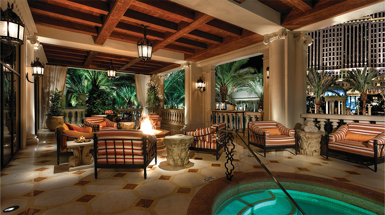 the villas caesars palace villa 8887 marcus aurelius outdoor terrace fire pit seating area and jacuzzi