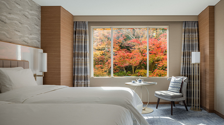 the westin miyako hotel kyoto deluxe room in autumn leaf season