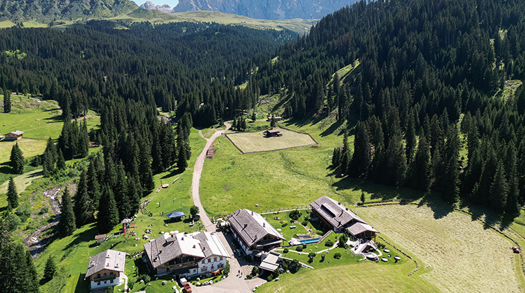 tirler dolomites living hotel aerial