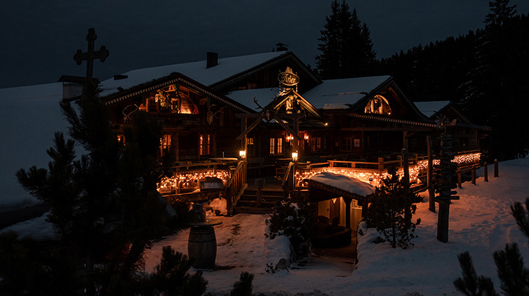 tirler dolomites living hotel exterior night
