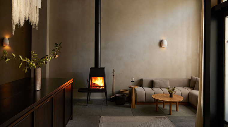 tributary hotel and spa okta fireplace