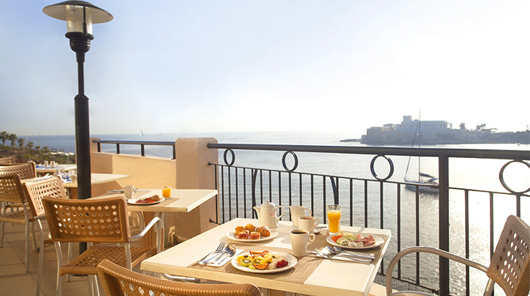 marina hotel corinthia beach resort malta bayview terrace breakfast