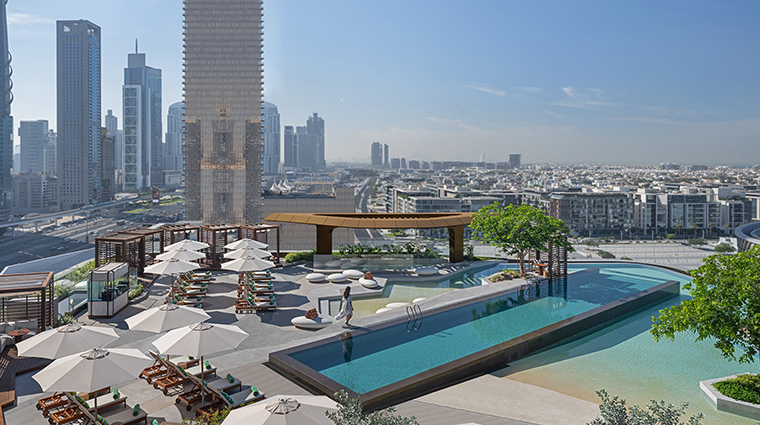 mandarin oriental downtown dubai view of noia by the pool